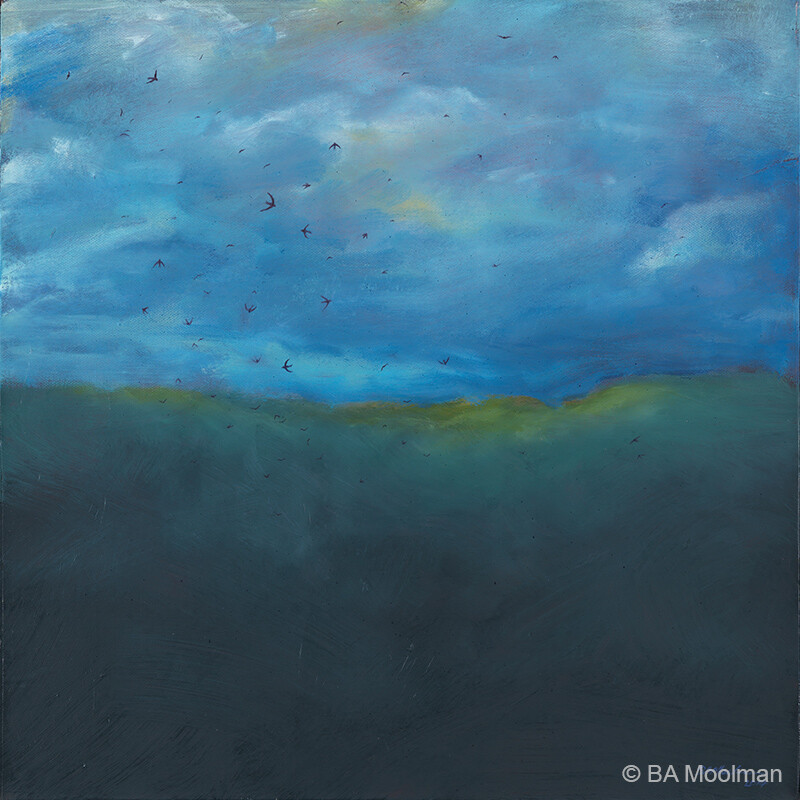<b> Swallows Return </b> Swallows Return, a BA Moolman Painting.